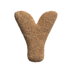Sand letter Y - Capital 3d beach font - Holidays, travel or ocean concepts