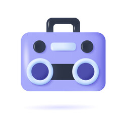 Vector boom box symbols summer concept 3d vector icon cartoon minimal style
