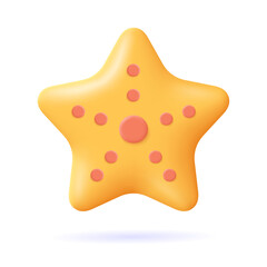 Vector yellow starfish 3d vector icon cartoon minimal style