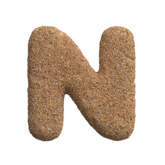 Sand letter N - Capital 3d beach font - Holidays, travel or ocean concepts