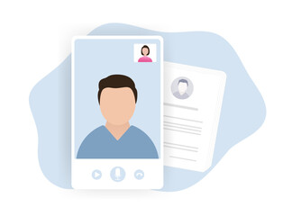 Streamline hiring process with remote video interviews. Connect with job seekers and recruitment agencies online. Efficient and convenient HR solution for the digital age. Isolated on white background