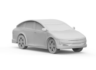 White ev car or electric vehicle on white background