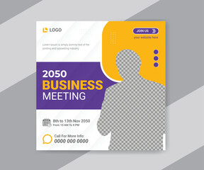Business meeting Social media post design and business conference social media post template. Online webinar social media post template
