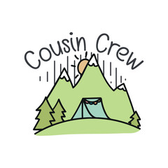 cousin crew Glampers Camping trip T-Shirt design vector  vector, rv, camping, trip, women, funny, apparel, van, travel, happy, glampers,hiking, road trip, adventures 