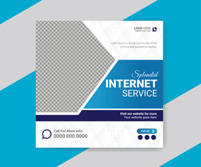 Super internet service social media post or web promotional banner design square flyer template
