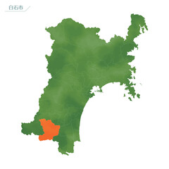 水彩風の地図　白石市