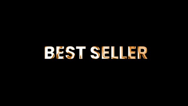Best seller cinematic announcement golden text animation on black background. Promote advertising concept.	
