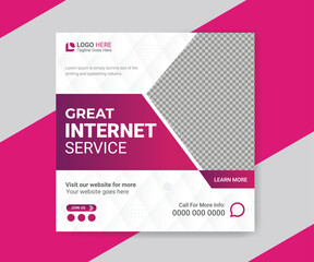 Modern internet services social media promotion and web banner design template
