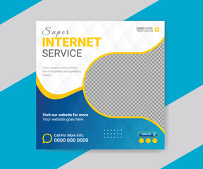 Super internet service social media post or web promotional banner design square template
