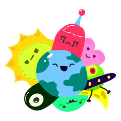 cute earth doodle illustration