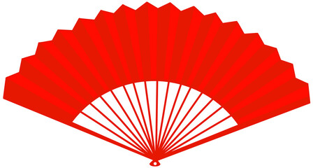 red fan on a white background