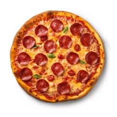 Pepperoni Pizza Isolated On White Background, Generative AI