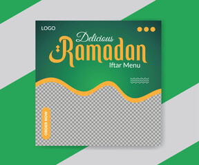 Ramadan social media food promotion or discount banner design template
