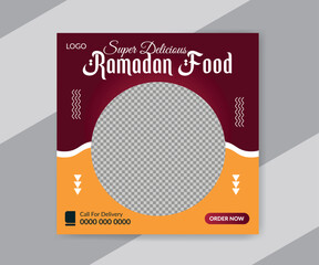 Ramadan food menu social media and web promotion banner post template design
