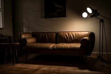 Outline of couch and standing light. Generative AI