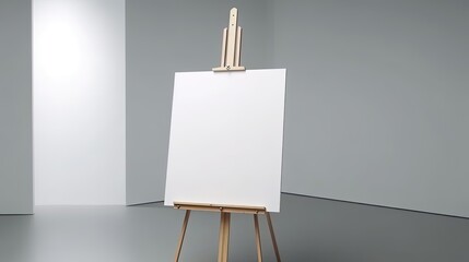 Painter's Easel with Blank White Canvas Representing a Fresh Start, New Opportunities, and Limitless Possibilities. With Licensed Generative AI Technology Assistance.