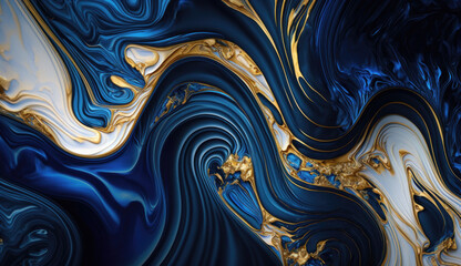 Blue and gold marble background, elegant and modern abstract background created using generative AI Tools