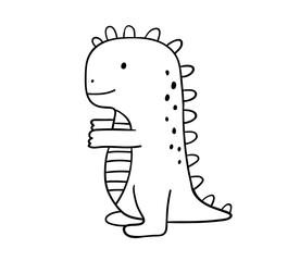 Cute dinosaurus rex for coloring page. Funny outline illustration