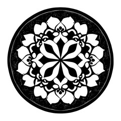 Floral Mandala Pattern Vector Black and White Design