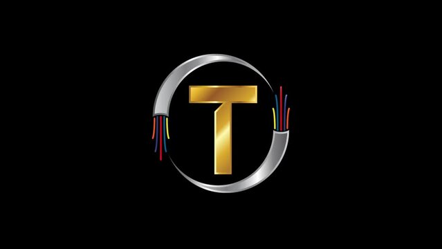 Tech Telecom Solutions Logo Animation Reveal with Golden T and Fiber Optic Cables Motion Graphics