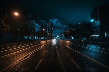 Fototapeta na wymiar Nighttime road. Generative AI