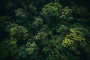 The forest from the top of a tall tree, in the style of environmental awareness, Generative Ai