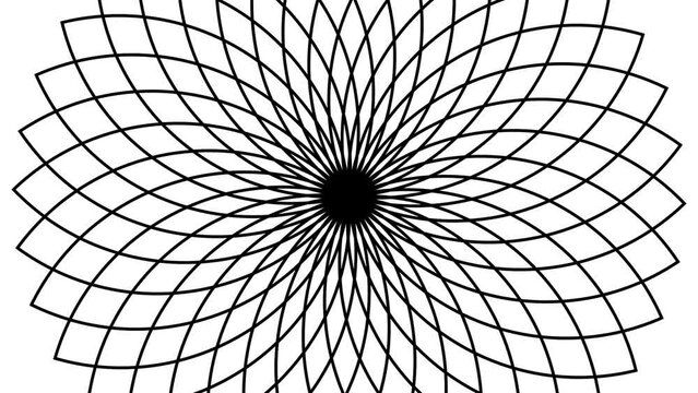 4k Black and White Seamless Looping hypnosis Background.