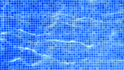 View of water reflecting on a blue colored swimming pool surface from a direct sunlight