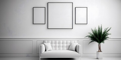 Naklejka na ściany i meble frame on white wall, frame mockup
