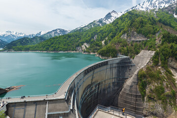 Kurobe Daiyon Dam in Tateyama Kurobe Alpine Route in Japan