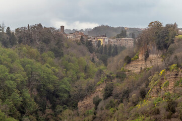 Fototapeta na wymiar Panoramic view of Bagnoregio da Civita, Viterbo, Italy