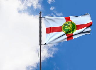 Flag of Alderney - Waving Flag