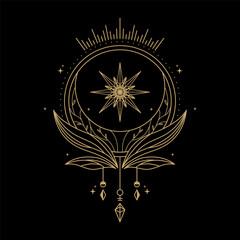 mysterious golden magical circle vector design