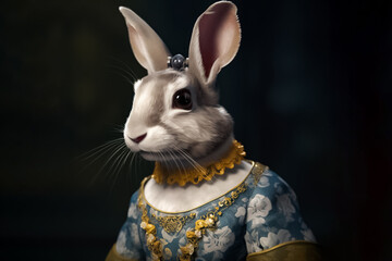The female rabbit in a dress is the embodiment of charm and grace, perfect for brands looking to showcase their feminine and sophisticated side. generative AI.