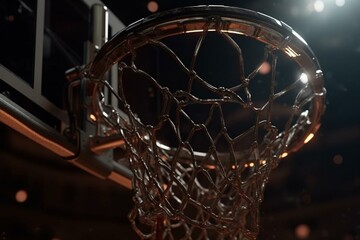 Fototapeta na wymiar 4k transparent basketball hoop and ball. Generative AI