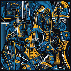 Vector background illustration with abstract concept of colorful jazz music