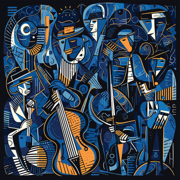 Vector background illustration with abstract concept of colorful jazz music