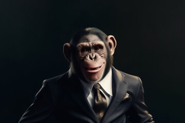 Obraz premium A male monkey in a business suit represents intelligence and creativity, making him the perfect image for brands that prioritize innovation and forward-thinking. generative AI.