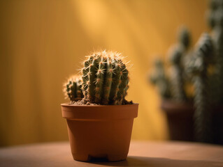 Cactus in a vase isolated. Cinco de Mayo holiday background with Mexican cactus