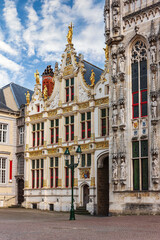 Fototapeta premium The buildings of the Brugse Vrije (Liberty of Bruges) - Renaissance Hall on Burg Square in Brugge