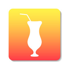 Alcohol cocktail vector square icon. Stylized white silhouette on bright gradient background. Best for web, logo, bar decoration, menu concept and branding design.