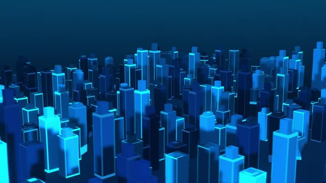 megapolis silhouette, neon light, abstraction, skyscrapers, 3d render