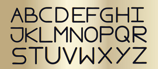 Gold black thin alphabet letters font
