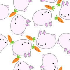 seamless pattern with animals, pink rabbit pattern cartoon seamless repeat style with orange carrot, replete image design for fabric printing or kids wallpaper 