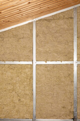 Insulation and glass wool in the wall of the room