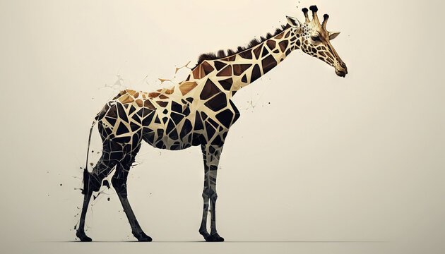 Giraffe animal abstract wallpaper. Contrast background in vivid colors generative ai