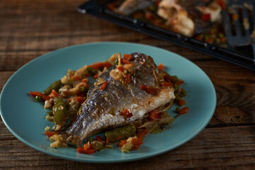 Grilled bream on a plate