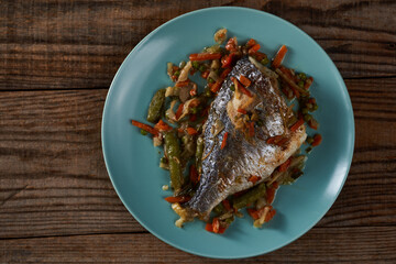 Grilled bream on a plate