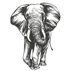 elephant big animal hand drawn vector illustration realistic sketch