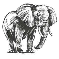 elephant big animal hand drawn vector illustration realistic sketch